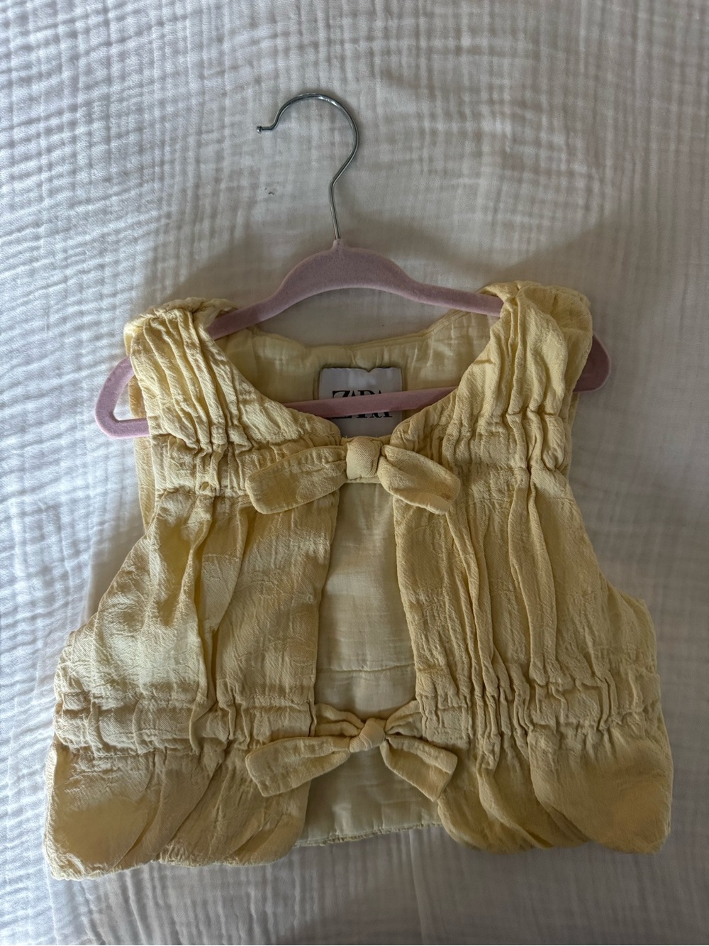 Zara Yellow Crinkled Bow Vest - Kids